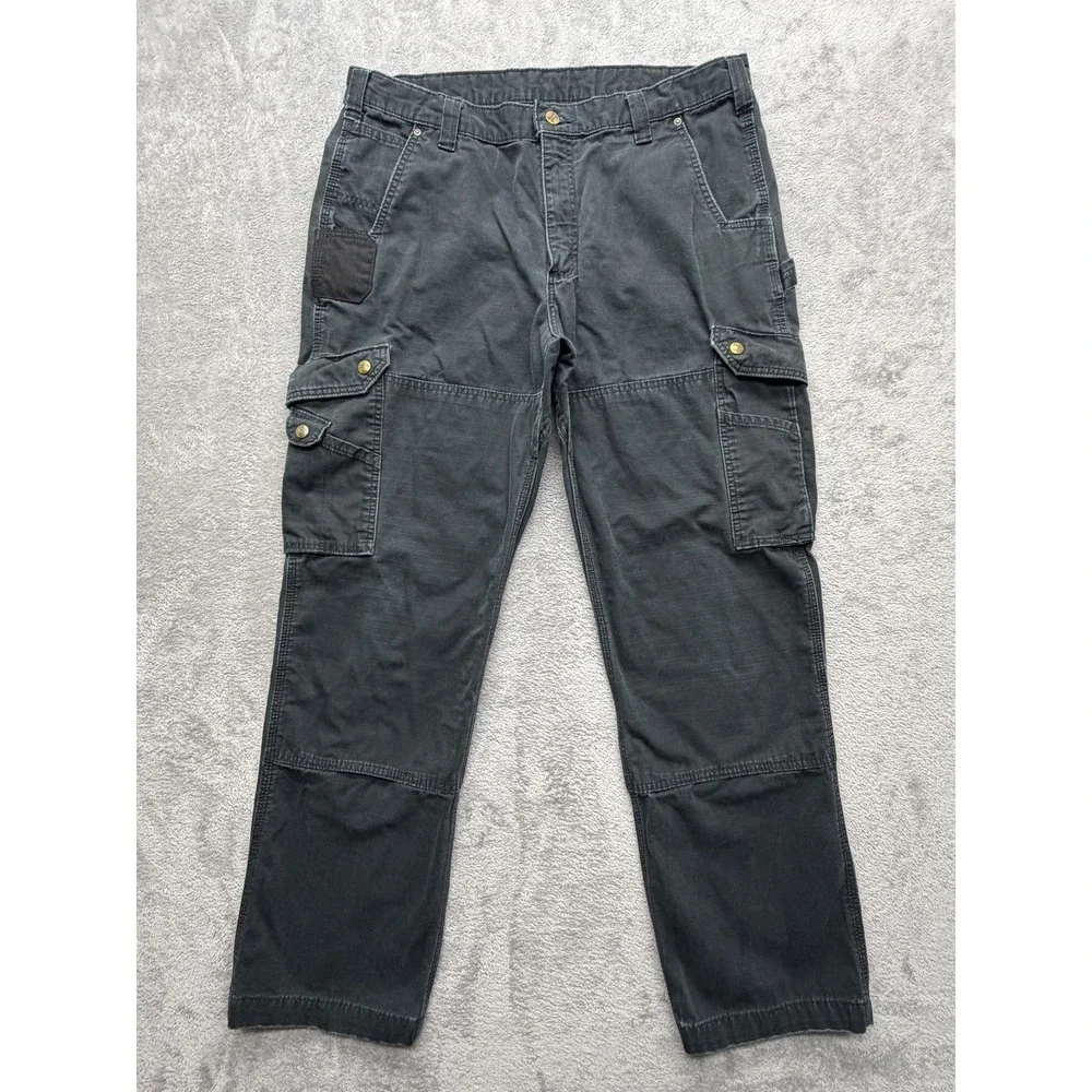 Carhartt Cargo‎ Pants Mens Measured 39x31 Gray Relaxed Fit Canvas Straight Leg